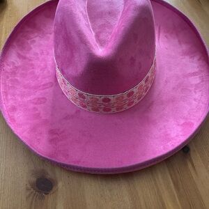 New! Boho Fabulous Fuchsia Wide-Brim Fedora Hat OSFM